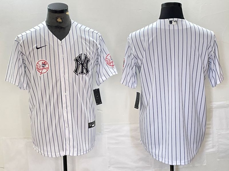 Men New York Yankees Blank White Stripe Second generation joint name Nike 2024 MLB Jersey style 3